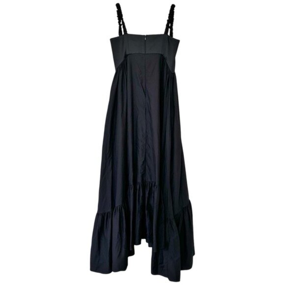 Anna October Snowdrop Bustier Ruched Strap Ruffle Hem Black Maxi Dress Size S - Picture 8 of 12